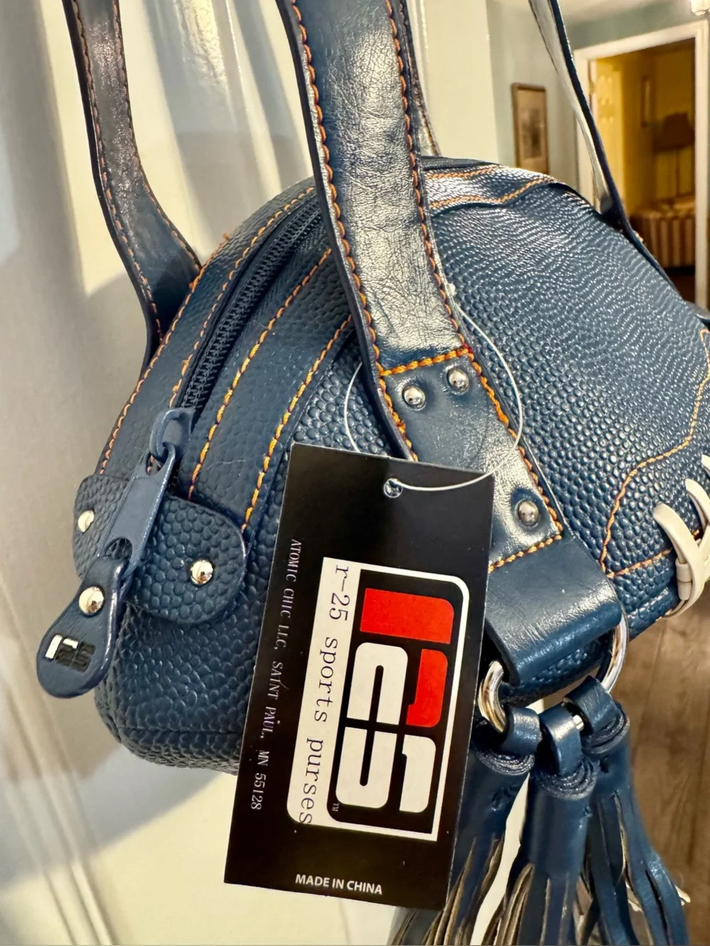 Blue Football Shaped Shoulder Bag